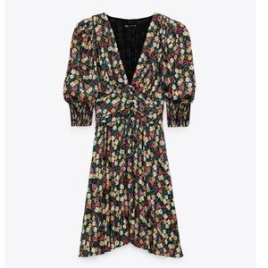 Zara Flower Print Shoulder Pad Dress